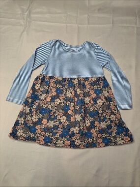 Tea Collection Blue Striped and Floral Girls' Dress Size 2T